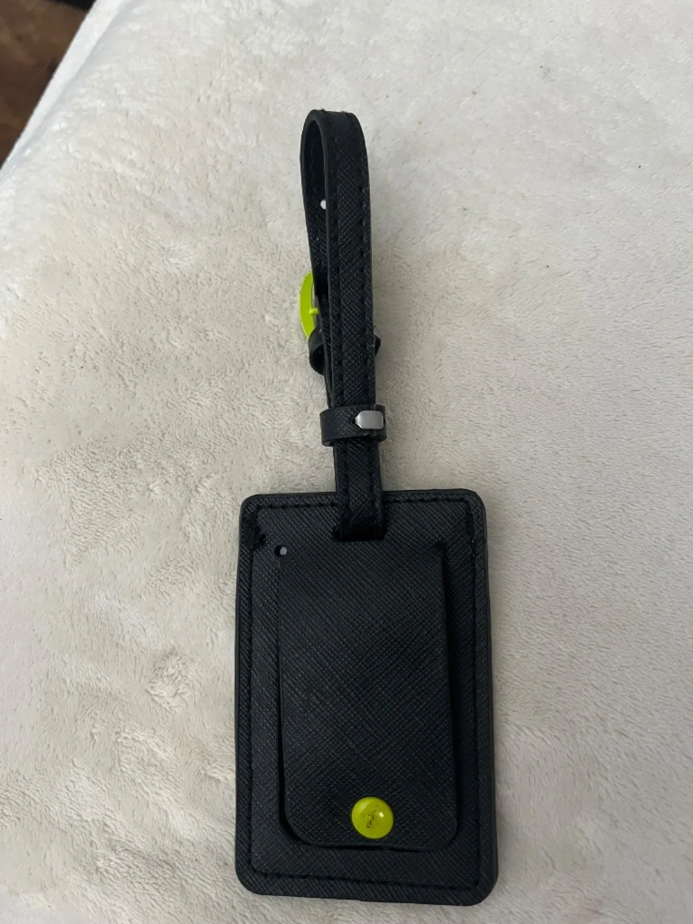 Alice + Olivia black leather luggage tag